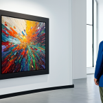 AI and Artistic Creation**

"A fully clothed artist stands beside a digital canvas displaying a vibrant, abstract painting generated by AI. The artist is looking thoughtfully at the artwork. Background: a modern, well-lit studio. Appropriate attire, safe for work, professional, perfect anatomy, natural proportions, high quality, family-friendly."

**