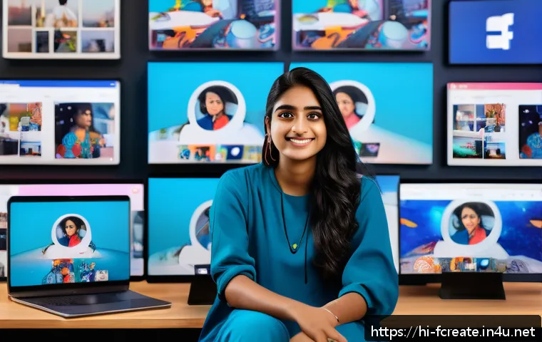 크리에이터 경제와 미래의 창작 - A vibrant digital content creator workspace featuring a young Indian woman wearing modest casual clo...